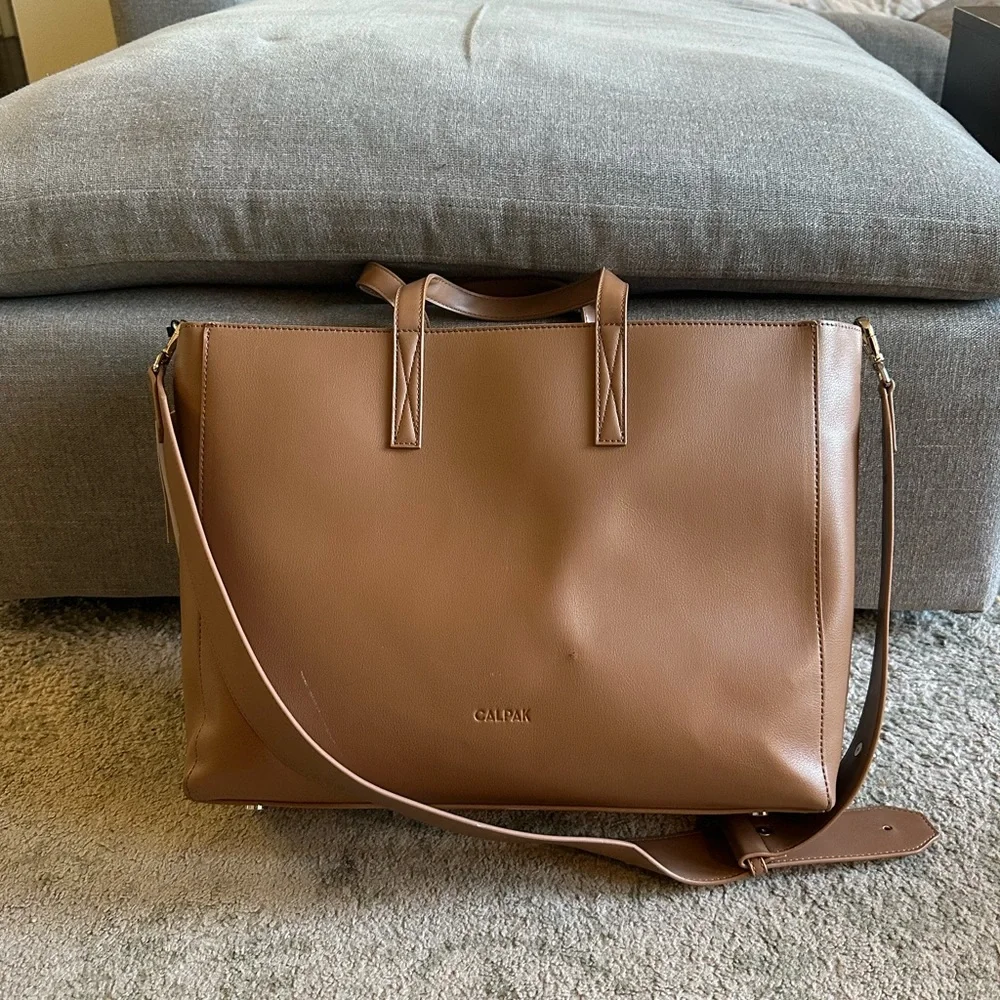 CALPAK Haven Laptop Tote Bag in Brown